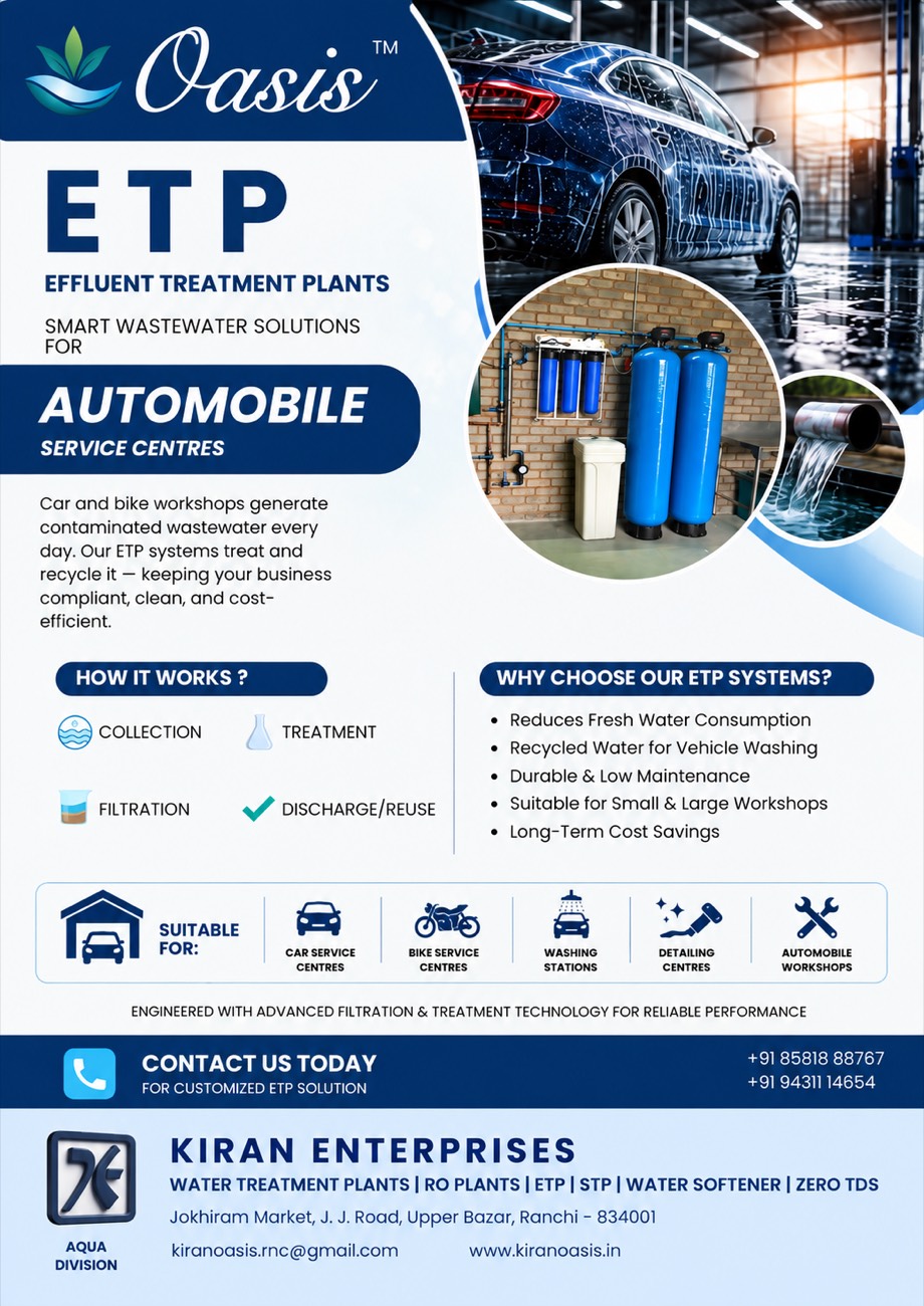Oasis ETP brochure — smart wastewater solutions for automobile service centres